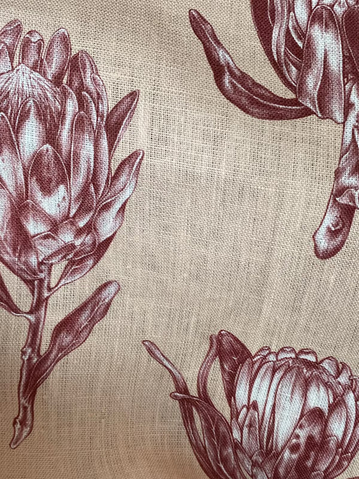 linen, premium linen, floral linen, floral, high-end linen, printed fabric, fabric, lampshade, protea flower, protea, upholstery