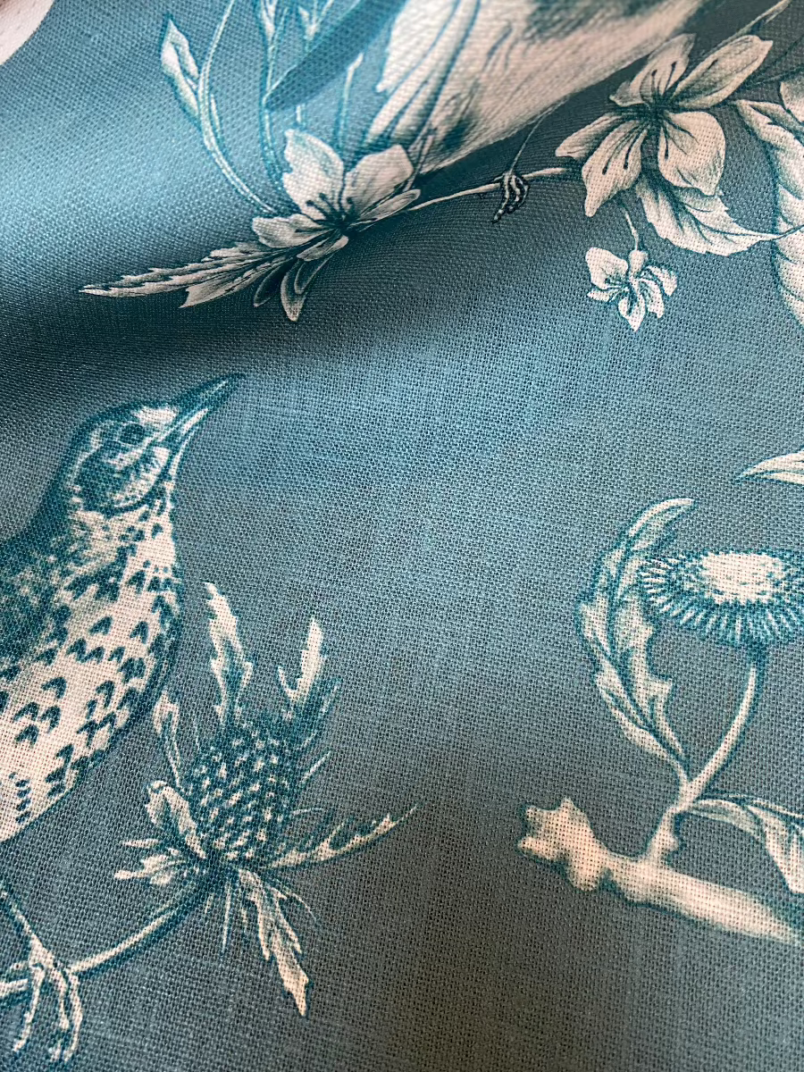 linen, premium linen, floral linen, floral, high-end linen, printed fabric, fabric, bird linen, illustrations, illustrations linen, lampshade