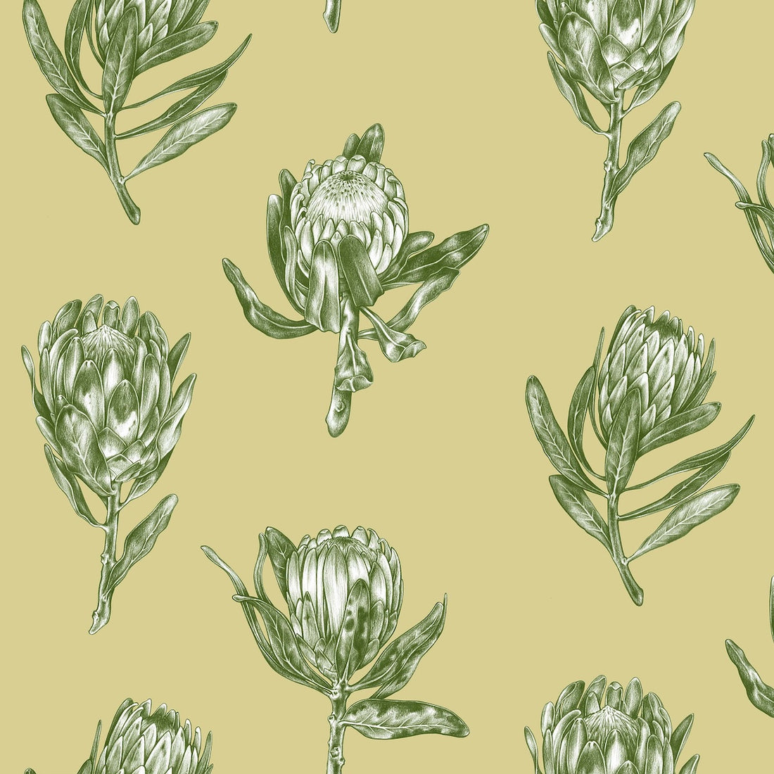 Protea Polka Fabric - Lemon and Mint