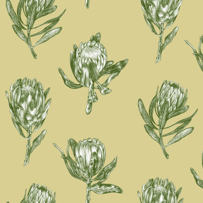 Protea Polka Fabric - Lemon and Mint