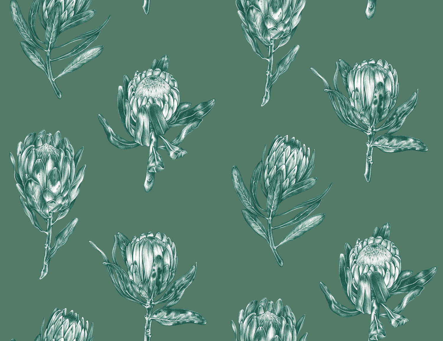 Protea Polka Fabric - Sea Hues