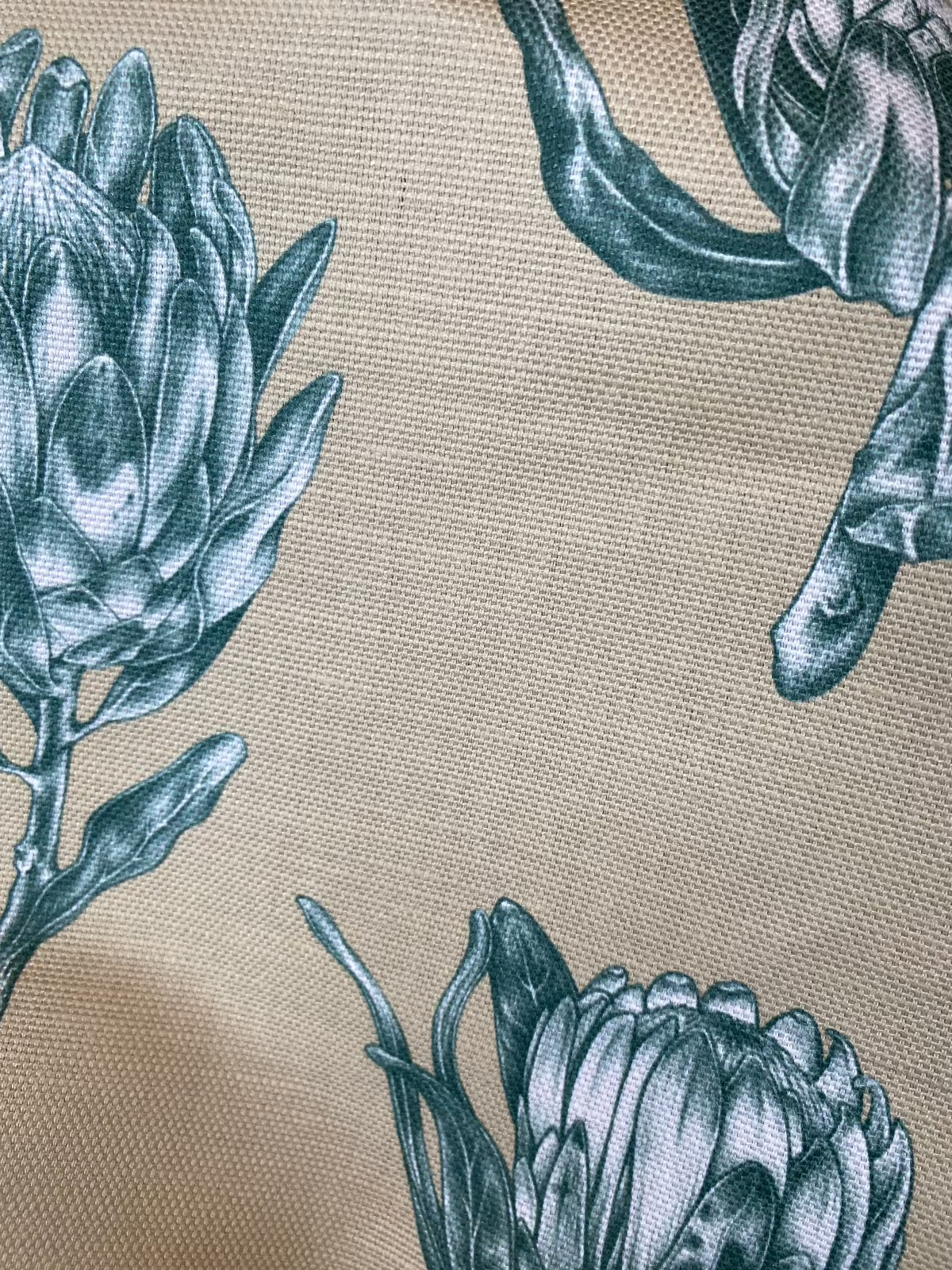 linen, premium linen, floral linen, floral, high-end linen, printed fabric, fabric, lampshade, protea, protea flower, upholstery